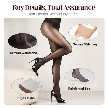 🔥 Transparent High-Waisted Shiny Sheer Tights for Women - Sheer & Comfortable 👑✨