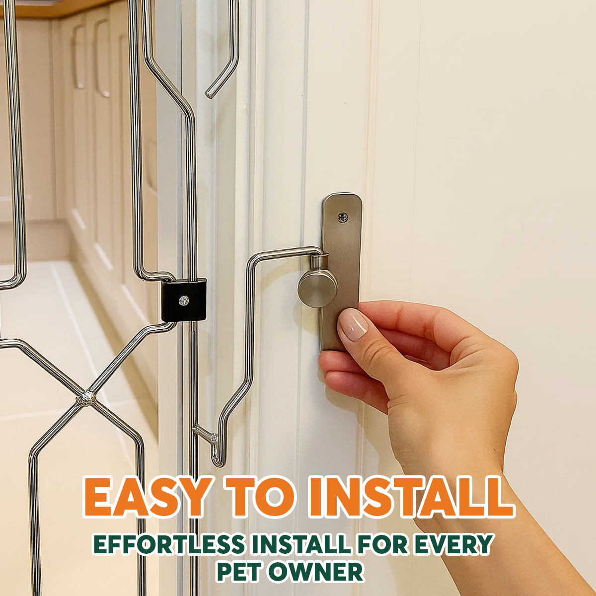 Dog Safety Gate Plus – Strong No-Drill Pet Gate | One-Hand Use, No Wall Damage