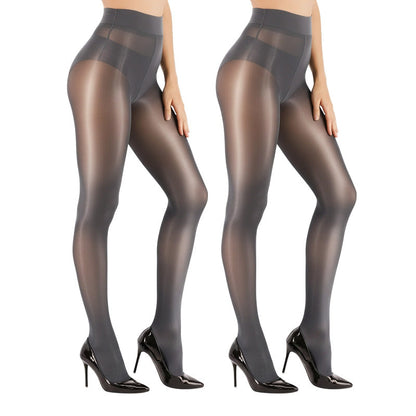 🔥 Transparent High-Waisted Shiny Sheer Tights for Women - Sheer & Comfortable 👑✨