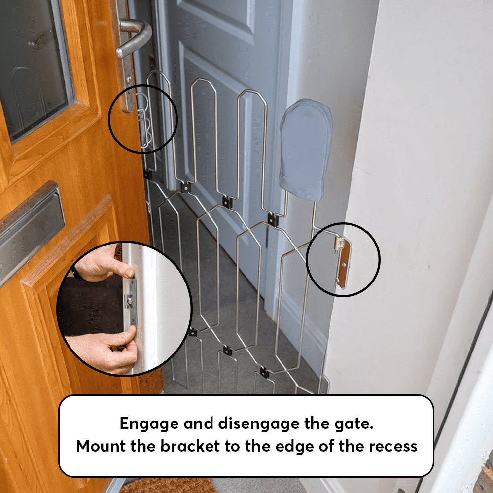 Dog Safety Gate Plus – Strong No-Drill Pet Gate | One-Hand Use, No Wall Damage