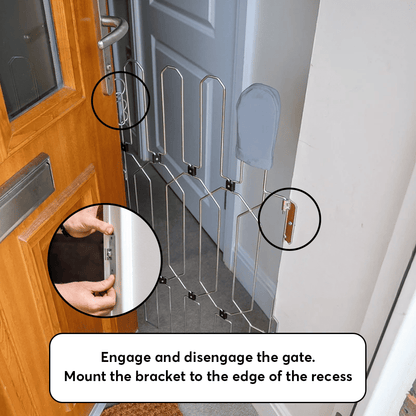 Dog Safety Gate Plus – Strong No-Drill Pet Gate | One-Hand Use, No Wall Damage