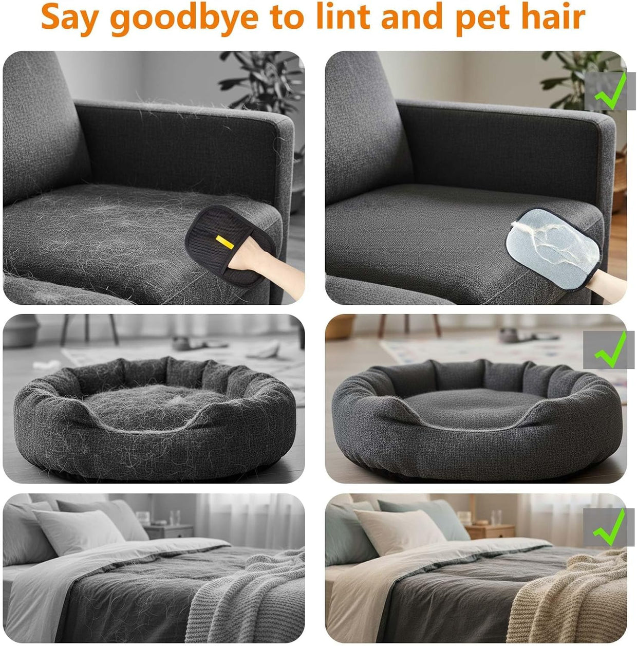 PET HAIR REMOVAL GLOVES ( pack of 2)