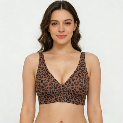 🏆Super Firming Leopard Print Jelly  Bra | Women Wirefree Bras 👍No More Sagging Breasts