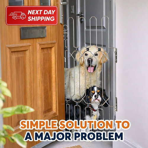 Dog Safety Gate Plus – Strong No-Drill Pet Gate | One-Hand Use, No Wall Damage