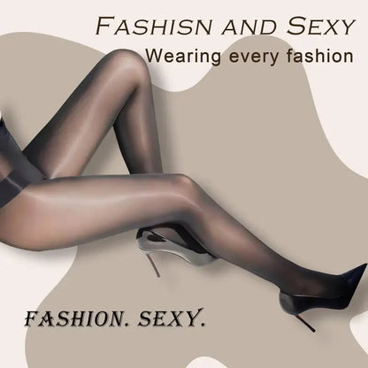 🔥 Transparent High-Waisted Shiny Sheer Tights for Women - Sheer & Comfortable 👑✨
